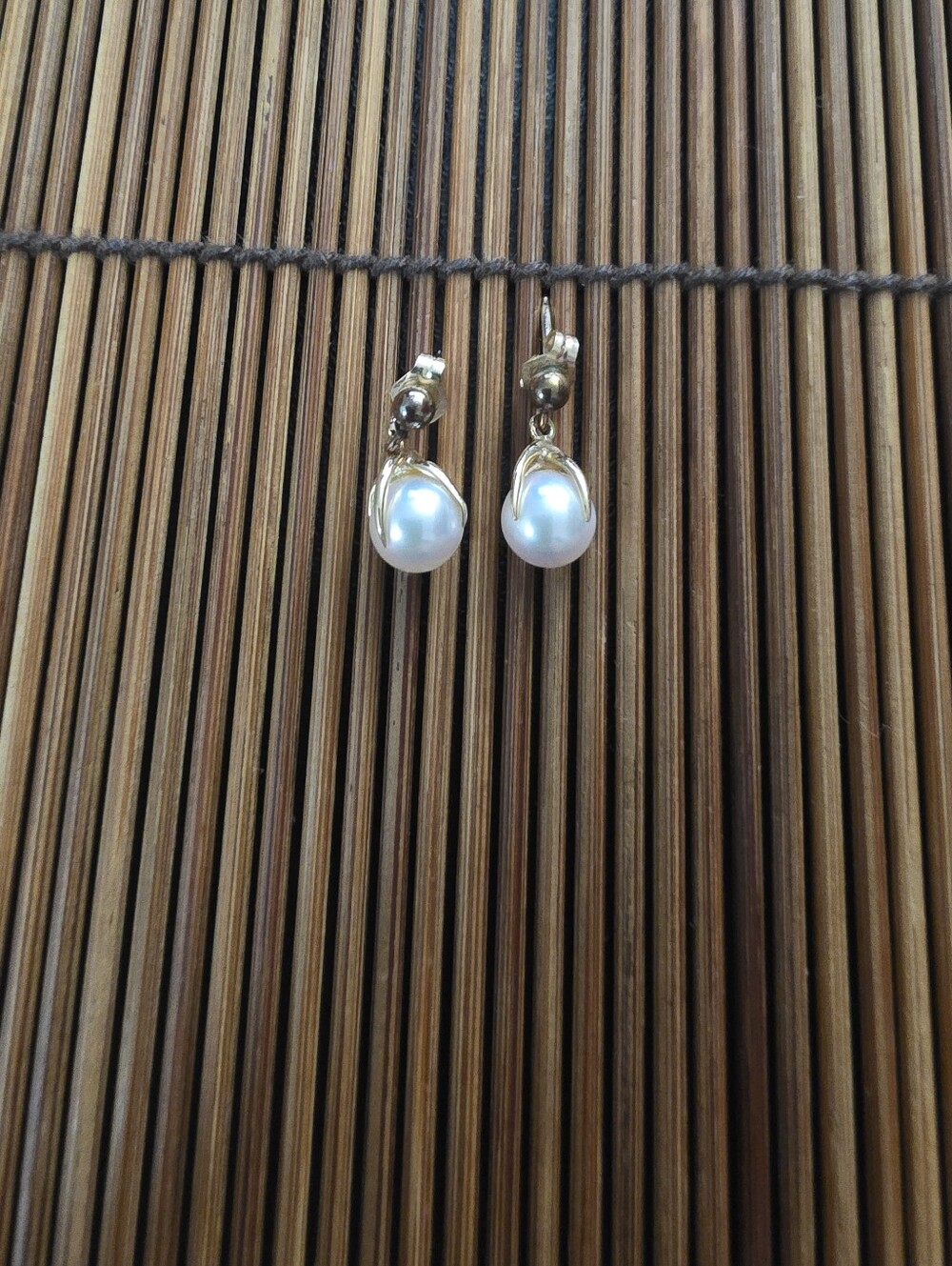 14k Pearl Yellow Gold Dangle Earrings (Vintage)